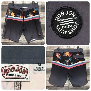 Ron Jon Floral Boardshorts Men’s 31 Gray (Inseam 8) Lightweight